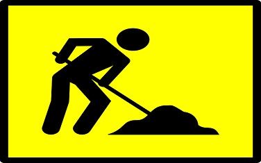 sign with stick figure digging dirt