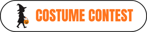 Black silhouette of a witch with Costume Contest written in orange